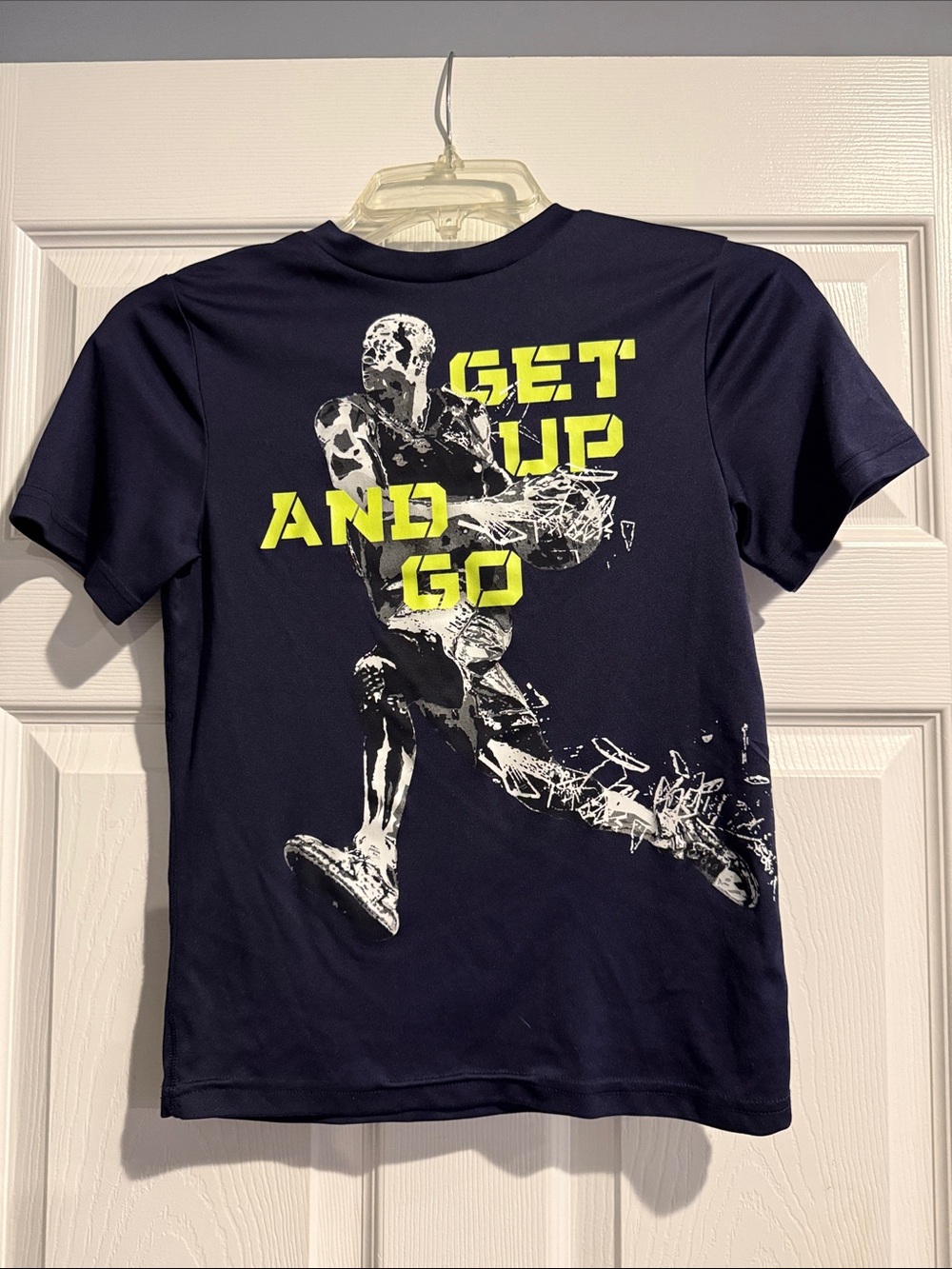 Champion Navy Short Sleeve Tee with Neon Yellow Graphic